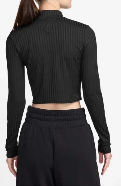 Jordan Rib Zip Front Top In Black