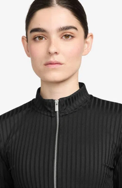 Jordan Rib Zip Front Top In Black