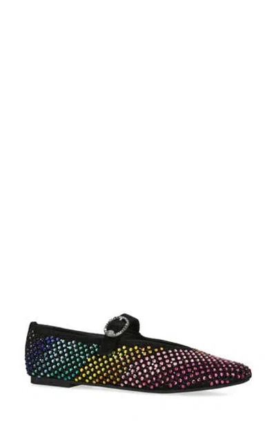 Kurt Geiger Womens Black/comb Mayfair Crystal-embellished Suede Ballet Flats Eur 37 / 4 Uk