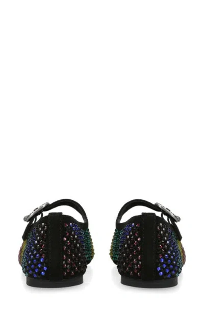 Kurt Geiger Womens Black/comb Mayfair Crystal-embellished Suede Ballet Flats Eur 37 / 4 Uk