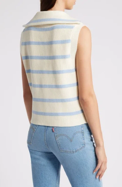 English Factory Stripe Sleeveless Half Zip Sweater In Multi