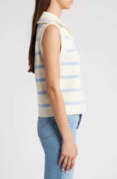 English Factory Stripe Sleeveless Half Zip Sweater In Multi