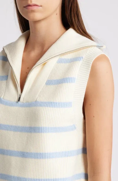 English Factory Stripe Sleeveless Half Zip Sweater In Multi