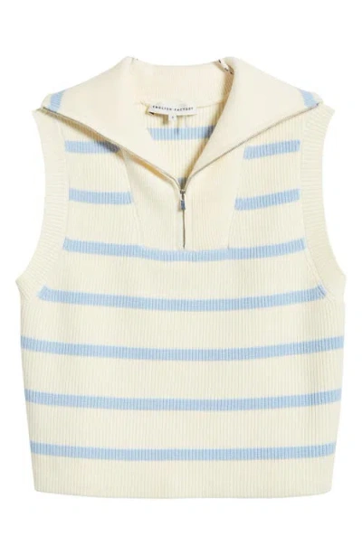 English Factory Stripe Sleeveless Half Zip Sweater In Multi
