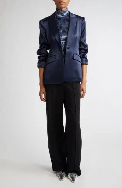 Cinq À Sept Cheyenne Smooth Satin Scrunched-sleeve Blazer