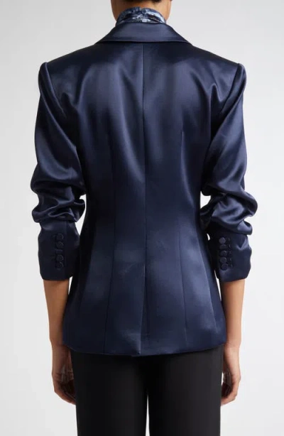 Cinq À Sept Cheyenne Smooth Satin Scrunched-sleeve Blazer