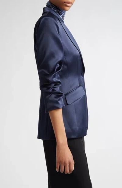 Cinq À Sept Cheyenne Smooth Satin Scrunched-sleeve Blazer