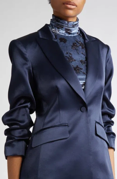 Cinq À Sept Cheyenne Smooth Satin Scrunched-sleeve Blazer