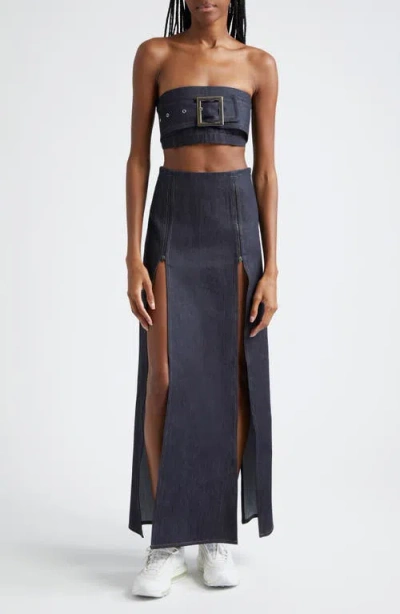 Sammy B Paneled Zip Front Denim Maxi Sirt
