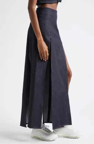 Sammy B Paneled Zip Front Denim Maxi Sirt