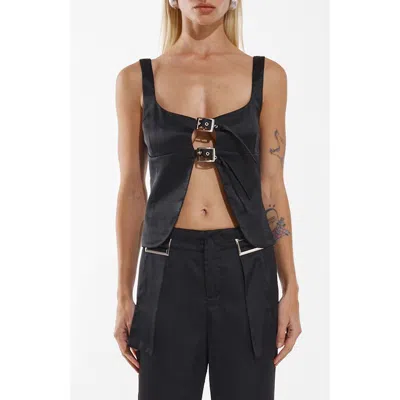 By.dyln Ellis Harness Strap Cutout Satin Top