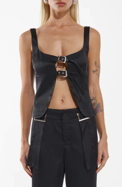By.dyln Ellis Harness Strap Cutout Satin Top