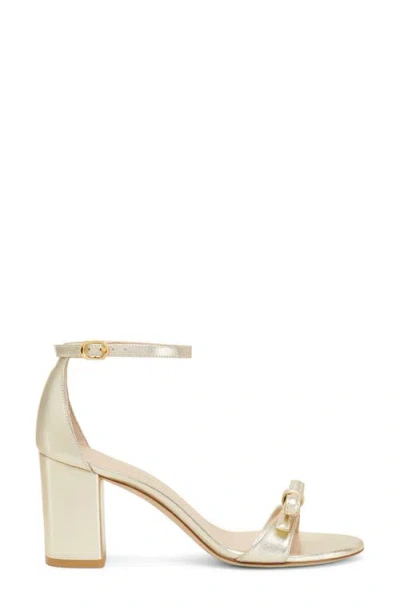 Stuart Weitzman Nearlybare Metallic Pearly Ankle-strap Sandals