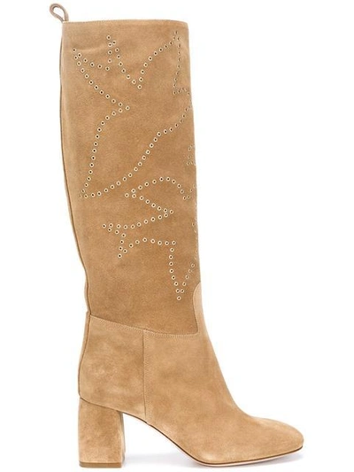 Shop Red Valentino Knee High Boots In Neutrals