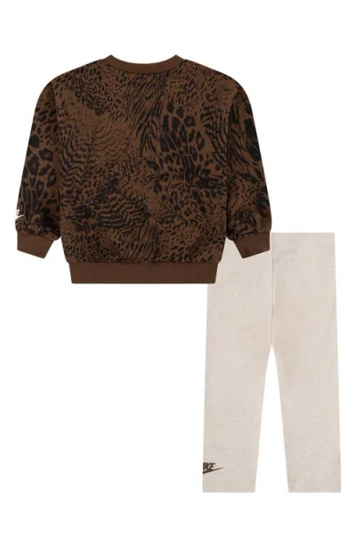 Nike Kids' Home Swoosh Sweatshirt & Sweatpants Set In Brown