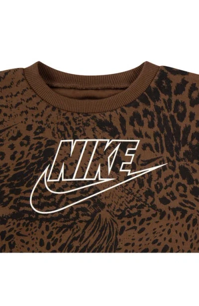 Nike Kids' Home Swoosh Sweatshirt & Sweatpants Set In Brown