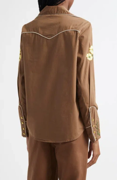 Melody Ehsani Ranch Embroidered Cotton Button-up Shirt