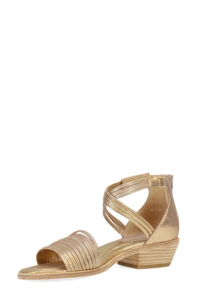 Eileen Fisher Viro Metallic Strappy Crisscross Sandals