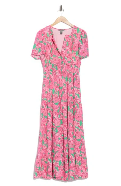 By Design Rio Short Sleeve Tiered Maxi Dress In Multi