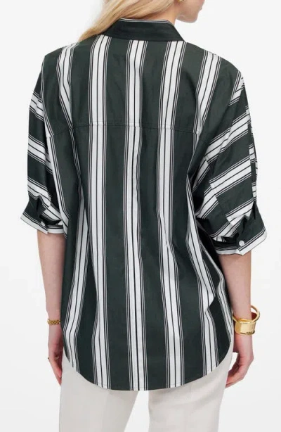 Madewell Stripe Oversize Short Sleeve Button-up Shirt