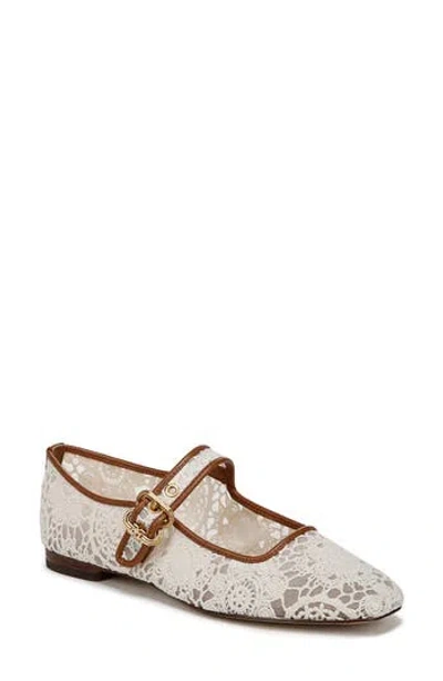 Sam Edelman Michaela Mesh Mary Jane Flat Natural Beige Mesh Fabric