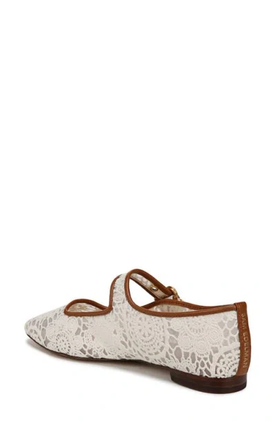 Sam Edelman Michaela Mesh Mary Jane Flat Natural Beige Mesh Fabric