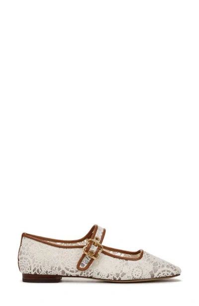 Sam Edelman Michaela Mesh Mary Jane Flat Natural Beige Mesh Fabric