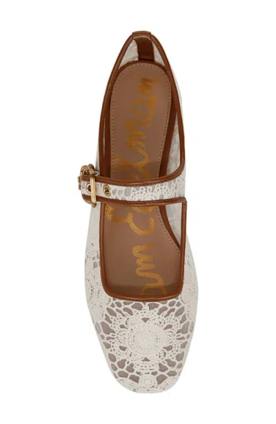 Sam Edelman Michaela Mesh Mary Jane Flat Natural Beige Mesh Fabric