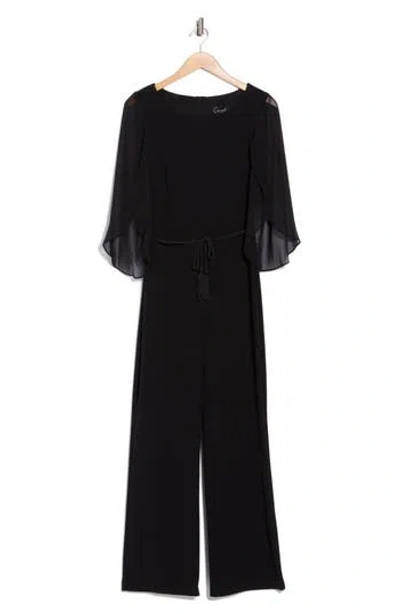 Connected Apparel Cape Sleeve Straight Leg Jumpsuit