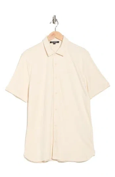 Karl Lagerfeld Paris Short Sleeve Knit Button-up Shirt In Gray