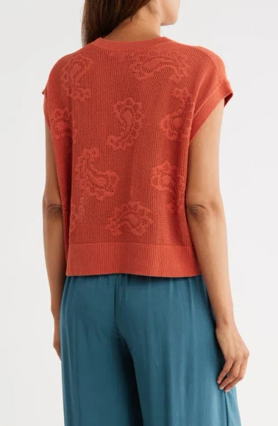 Dr2 By Daniel Rainn Paisley Open Stitch Sweater Tank