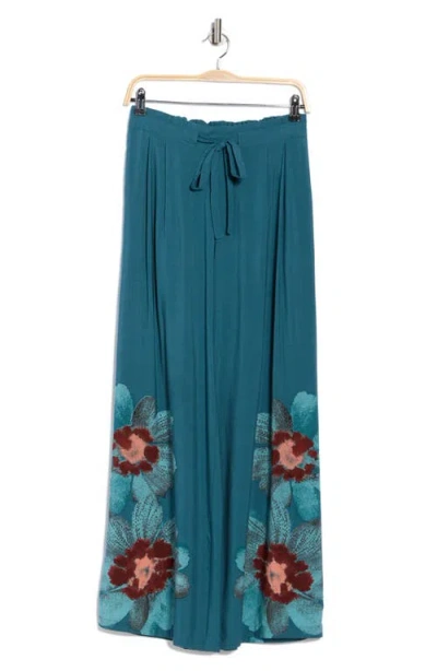 Dr2 By Daniel Rainn Floral Border Print Tie Waist Pants