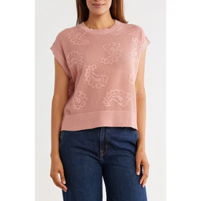 Dr2 By Daniel Rainn Paisley Open Stitch Sweater Tank