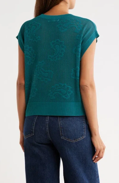 Dr2 By Daniel Rainn Paisley Open Stitch Sweater Tank