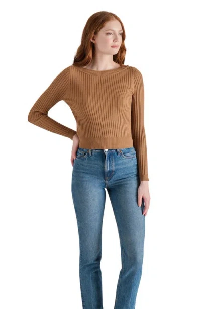 Steve Madden Rib Boat Neck Sweater In Brown