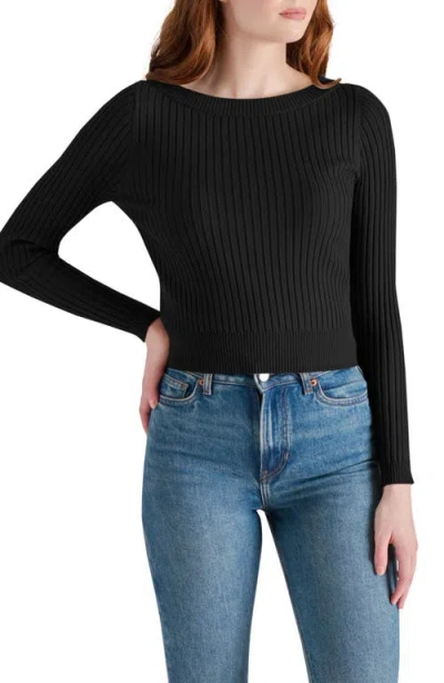 Steve Madden Rib Boat Neck Sweater In Black