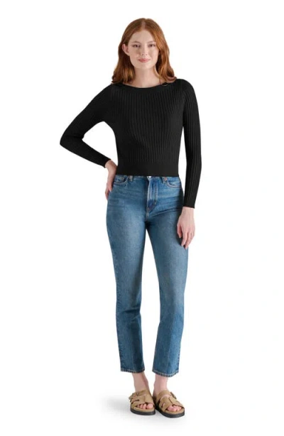 Steve Madden Rib Boat Neck Sweater In Black
