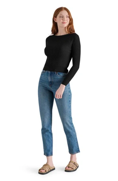 Steve Madden Rib Boat Neck Sweater In Black