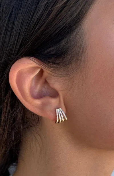 Adornia Cubic Zirconia Multi Row Huggie Hoop Earrings