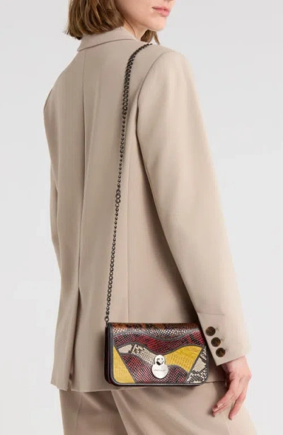 Longchamp Embossed Leather Patchwork Flap Wallet On A Chain