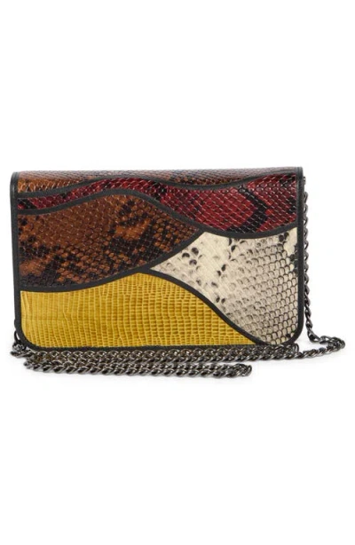 Longchamp Embossed Leather Patchwork Flap Wallet On A Chain