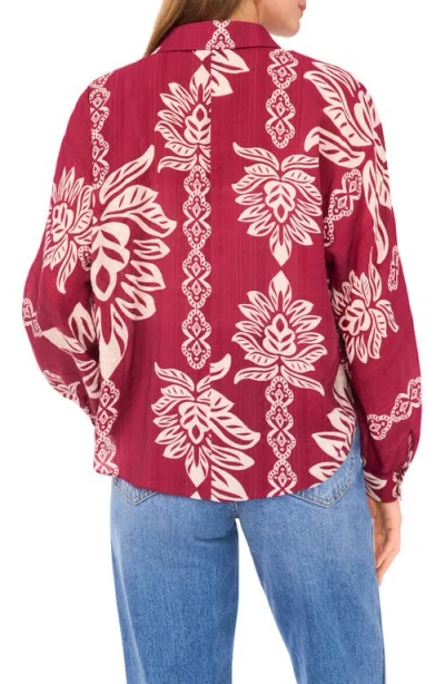 Halogen ® Long Sleeve Tie Hem Button-up Shirt In Red
