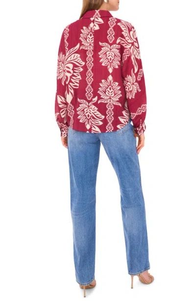 Halogen ® Long Sleeve Tie Hem Button-up Shirt In Red