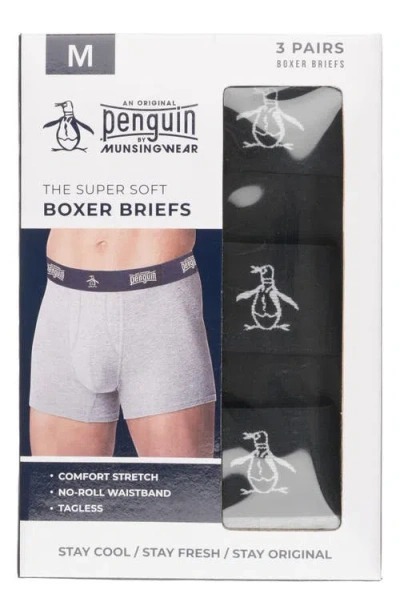 Original Penguin Super Soft 3-pack Boxer Briefs In Gray