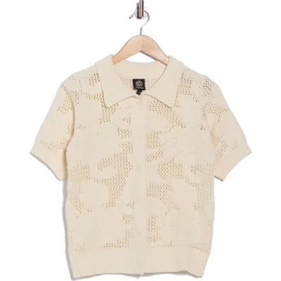 Bobeau Floral Short Sleeve Cardigan In Multi