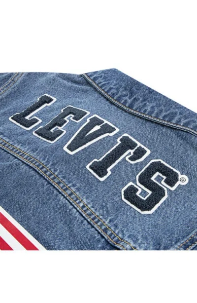 Levi's® Kid's American Flag Denim Trucker Jacket In Blue