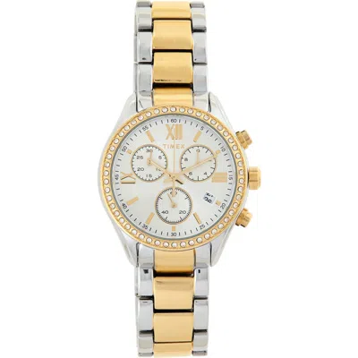 Timex ® Two-tone Crystal Bracelet Strap Chronograph Watch, 38mm