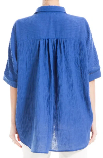 Max Studio Oversize Elbow Sleeve Button-up Shirt