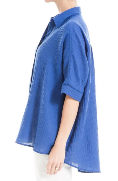 Max Studio Oversize Elbow Sleeve Button-up Shirt