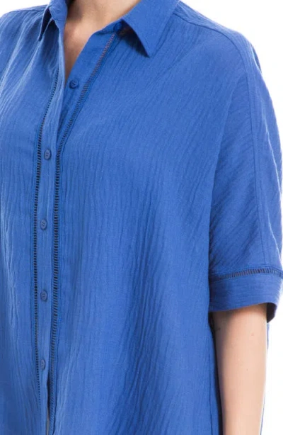 Max Studio Oversize Elbow Sleeve Button-up Shirt